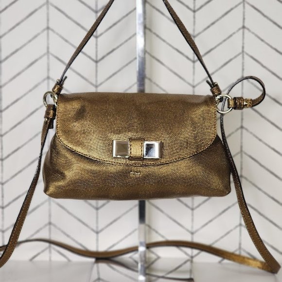 Chloe Metallic Gold Leather Lily Crossbody Bag